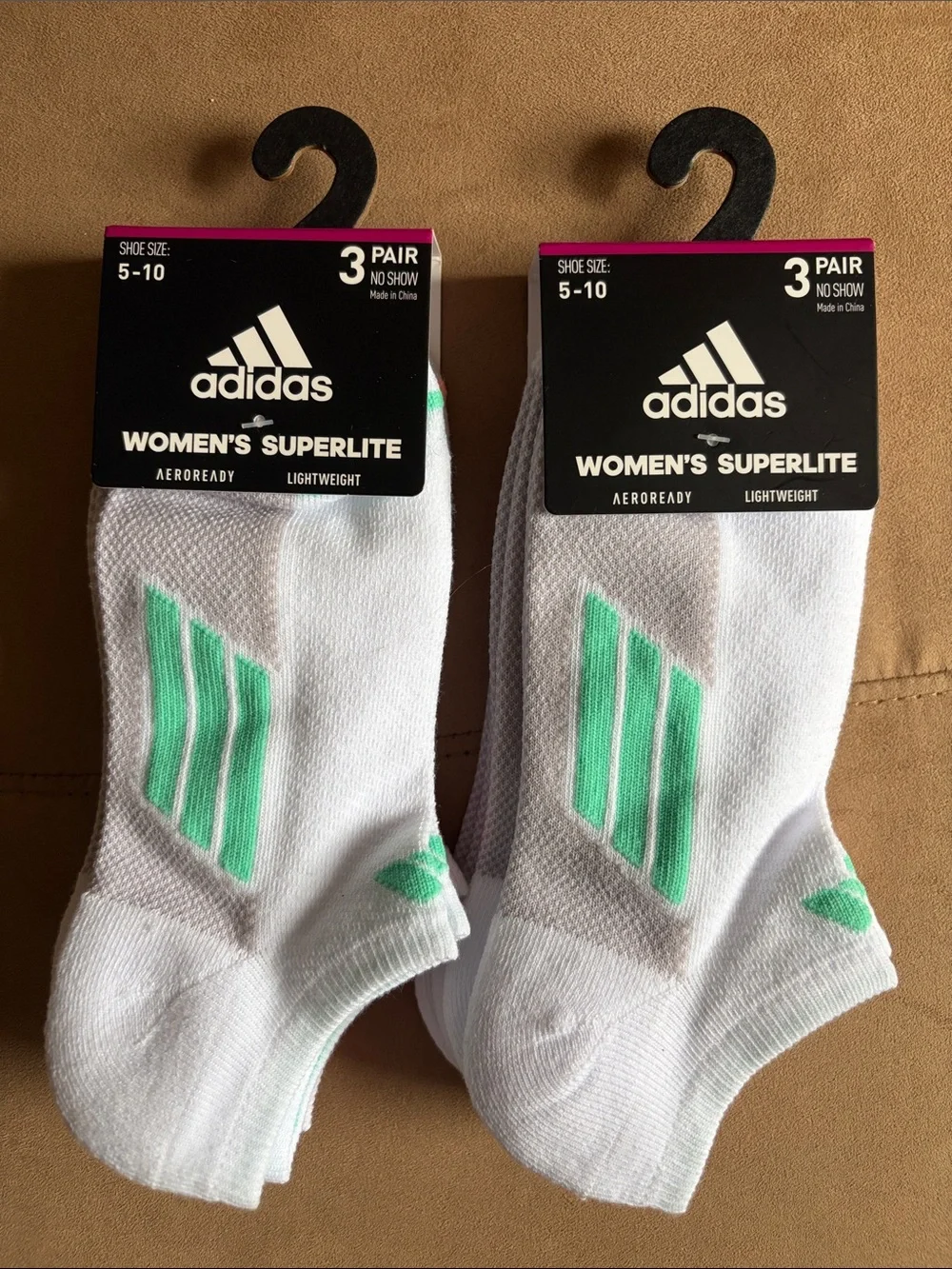 adidas Women's Superlite No-Show Socks 2 packs NWT